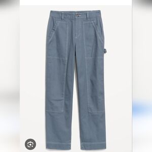 Old Navy High Wasted Utility Panta Satin Moss Blue Size 12